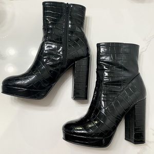 F21 Patent Leather Boots